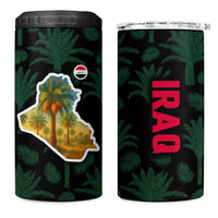 Iraq 4 in 1 Can Cooler Tumbler with Palm Tree Landscape and Map Silhouette Design - Wonder Print Shop