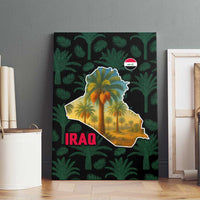 Iraq Canvas Wall Art with Palm Tree Landscape and Map Silhouette Design - Wonder Print Shop