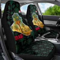 Iraq Car Seat Cover with Palm Tree Landscape and Map Silhouette Design - Wonder Print Shop