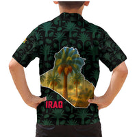 Iraq Family Matching Mermaid Dress and Hawaiian Shirt with Palm Tree Landscape and Map Silhouette Design - Wonder Print Shop