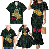 Iraq Family Matching Mermaid Dress and Hawaiian Shirt with Palm Tree Landscape and Map Silhouette Design - Wonder Print Shop