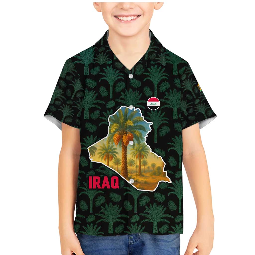 Iraq Family Matching Mermaid Dress and Hawaiian Shirt with Palm Tree Landscape and Map Silhouette Design - Wonder Print Shop
