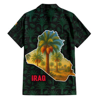 Iraq Family Matching Off The Shoulder Long Sleeve Dress and Hawaiian Shirt with Palm Tree Landscape and Map Silhouette Design - Wonder Print Shop