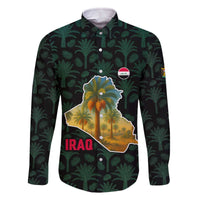 Iraq Family Matching Off The Shoulder Long Sleeve Dress and Hawaiian Shirt with Palm Tree Landscape and Map Silhouette Design - Wonder Print Shop