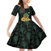 Iraq Family Matching Off Shoulder Short Dress and Hawaiian Shirt with Palm Tree Landscape and Map Silhouette Design - Wonder Print Shop
