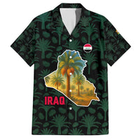 Iraq Family Matching Off Shoulder Short Dress and Hawaiian Shirt with Palm Tree Landscape and Map Silhouette Design - Wonder Print Shop