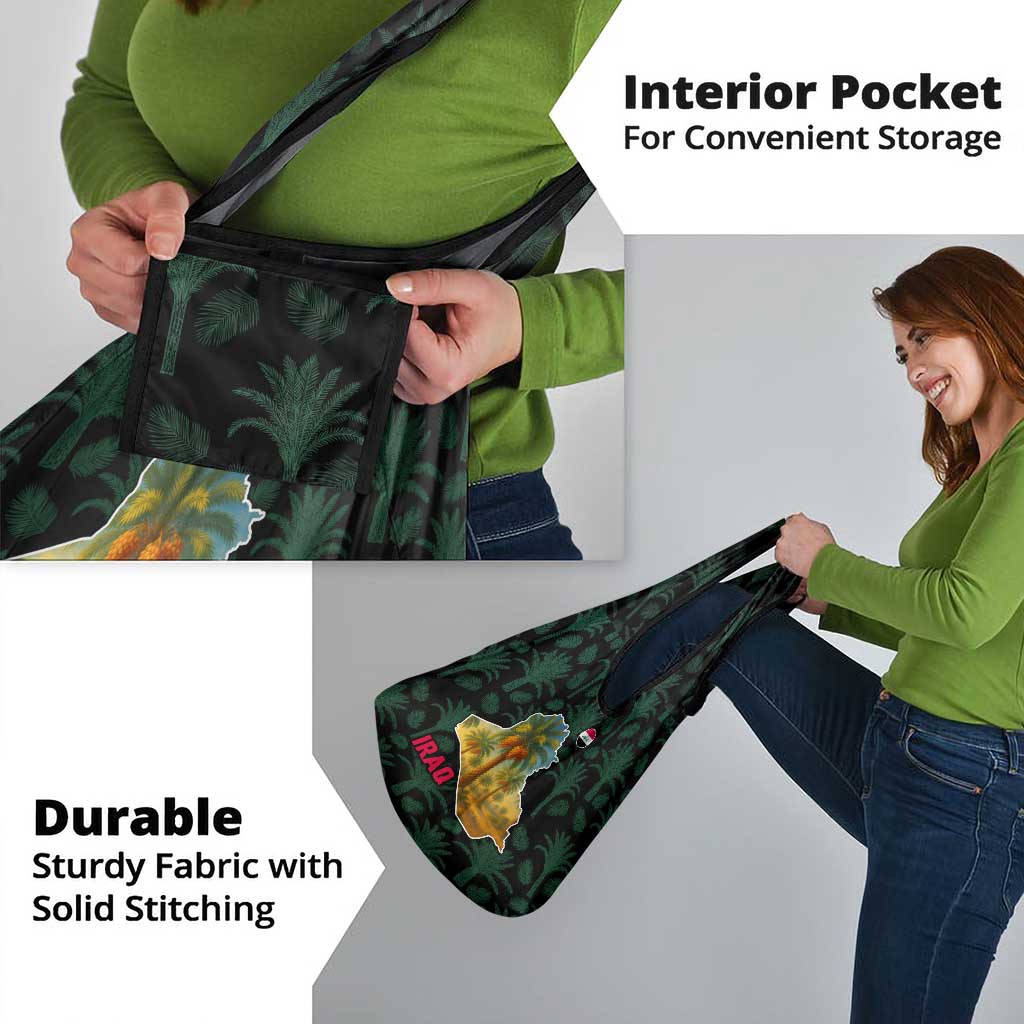 Iraq Grocery Bag with Palm Tree Landscape and Map Silhouette Design - Wonder Print Shop