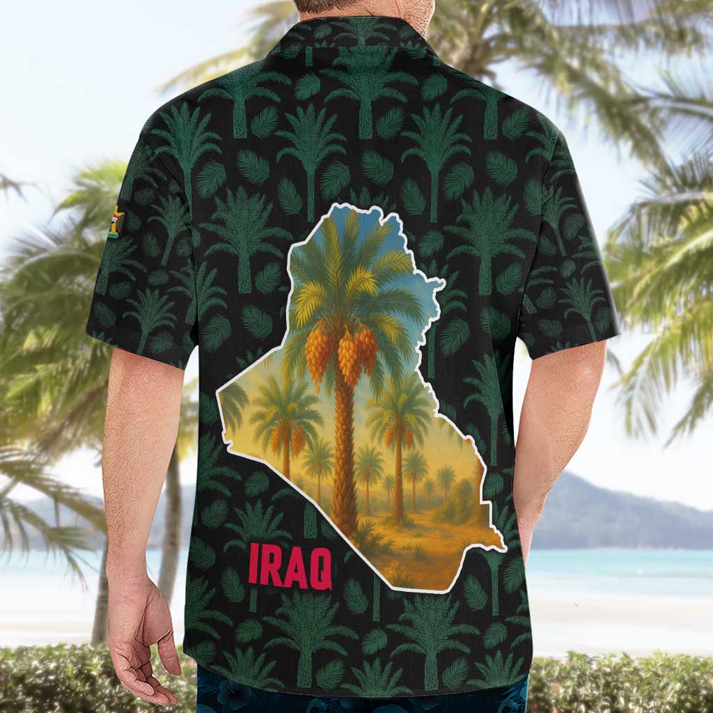 Iraq Hawaiian Shirt with Palm Tree Landscape and Map Silhouette Design - Wonder Print Shop