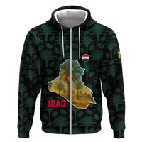 Iraq Hoodie with Palm Tree Landscape and Map Silhouette Design - Wonder Print Shop
