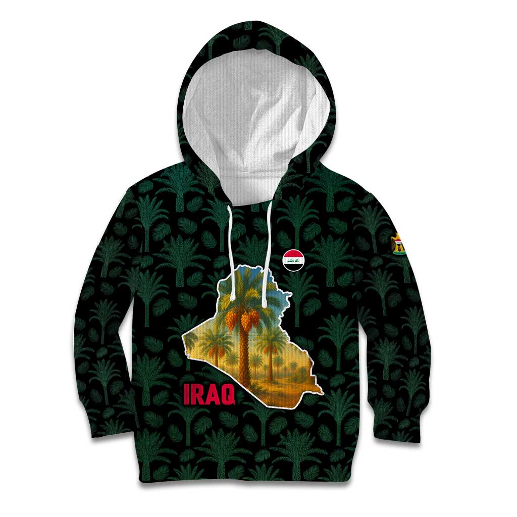 Iraq Kid Hoodie with Palm Tree Landscape and Map Silhouette Design - Wonder Print Shop