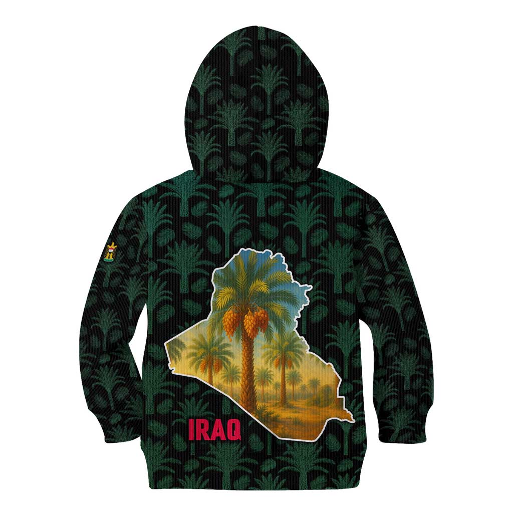 Iraq Kid Hoodie with Palm Tree Landscape and Map Silhouette Design - Wonder Print Shop