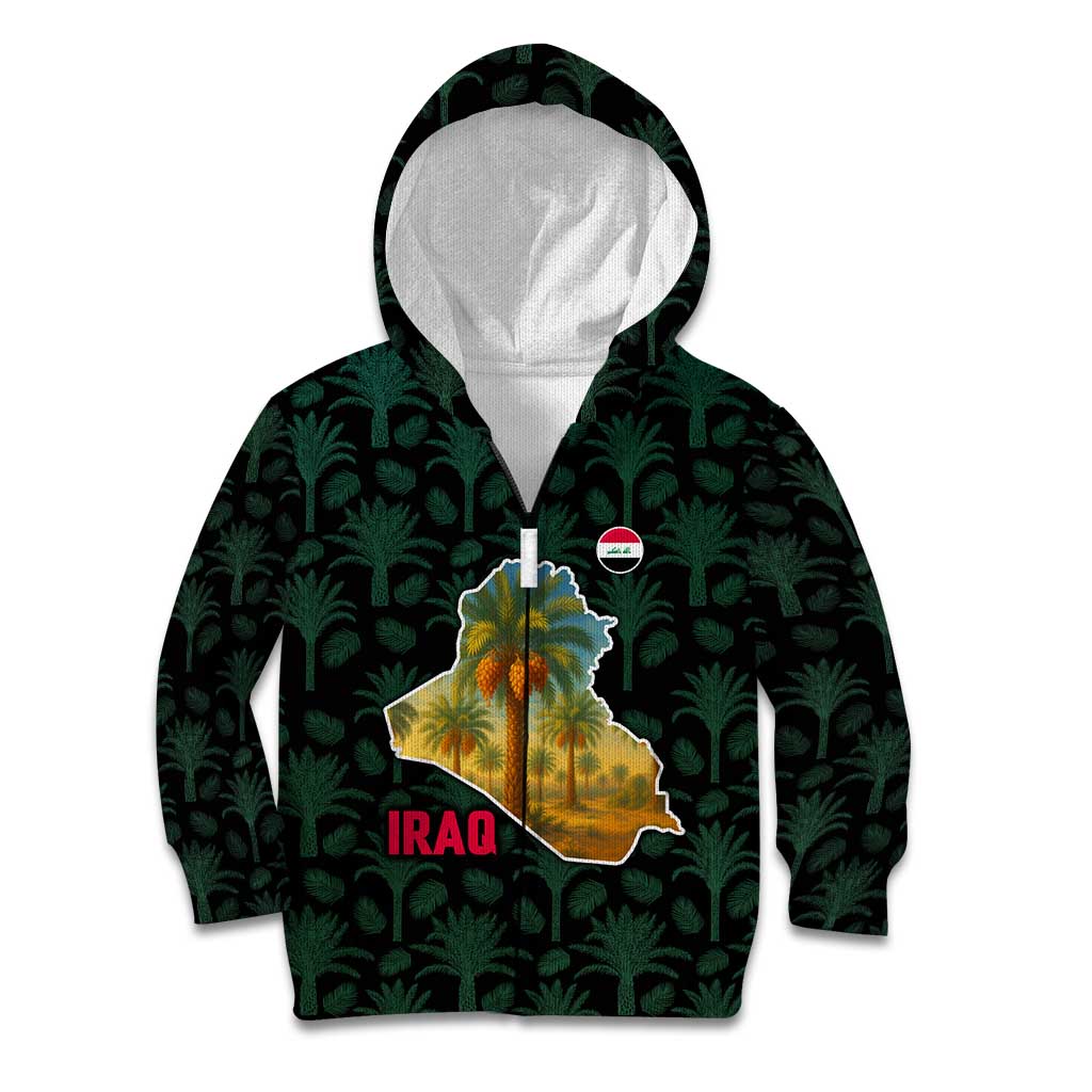 Iraq Kid Hoodie with Palm Tree Landscape and Map Silhouette Design - Wonder Print Shop