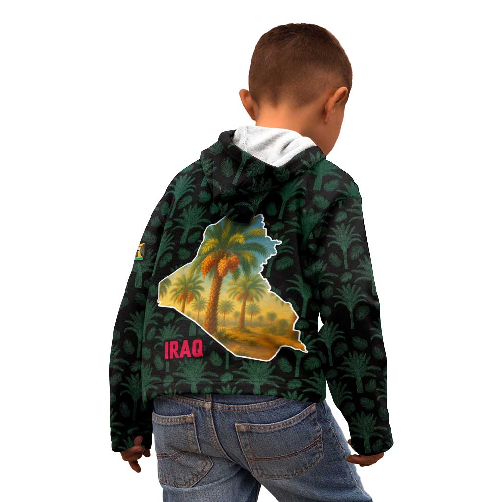 Iraq Kid Hoodie with Palm Tree Landscape and Map Silhouette Design - Wonder Print Shop