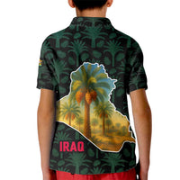 Iraq Kid Polo Shirt with Palm Tree Landscape and Map Silhouette Design - Wonder Print Shop