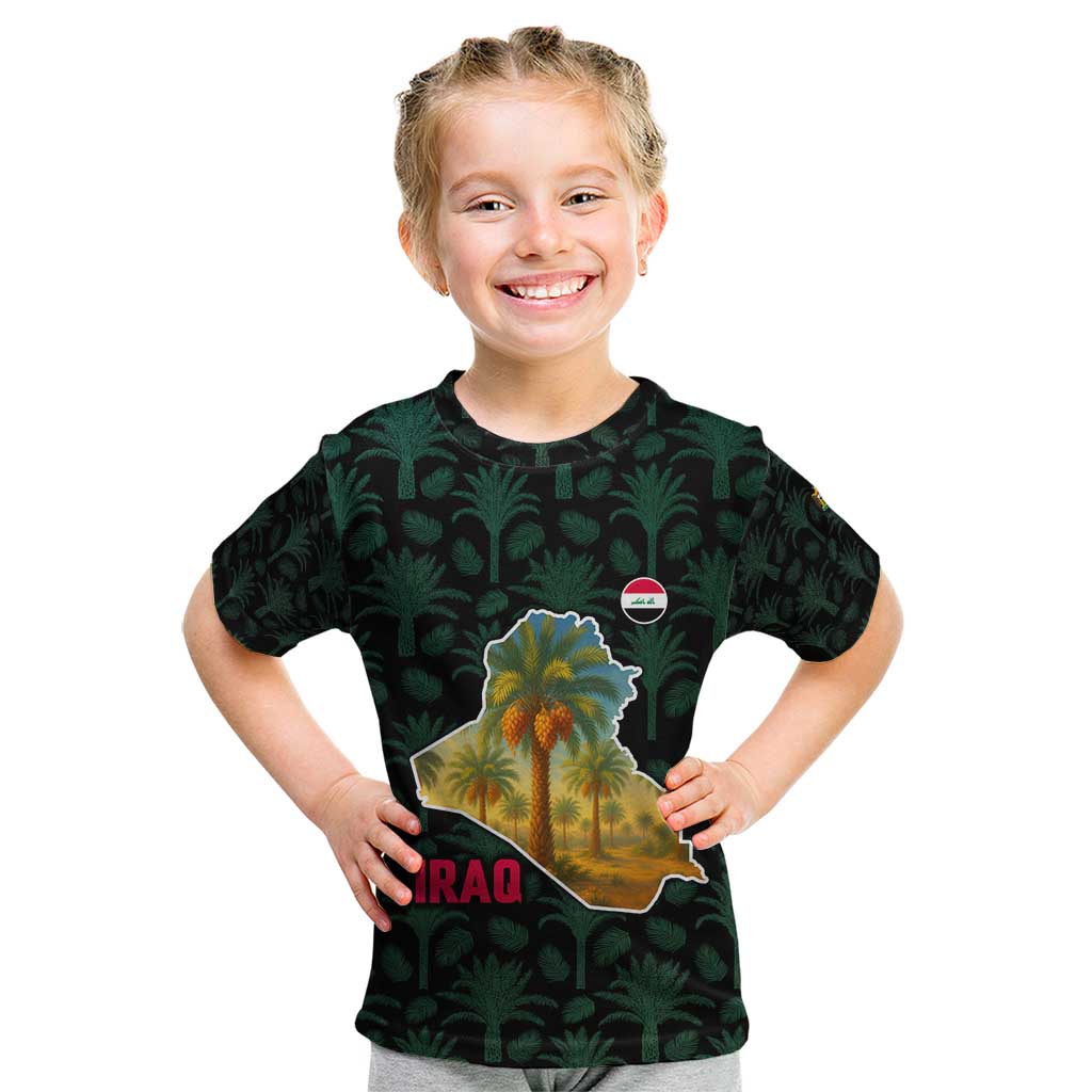 Iraq Kid T Shirt with Palm Tree Landscape and Map Silhouette Design - Wonder Print Shop