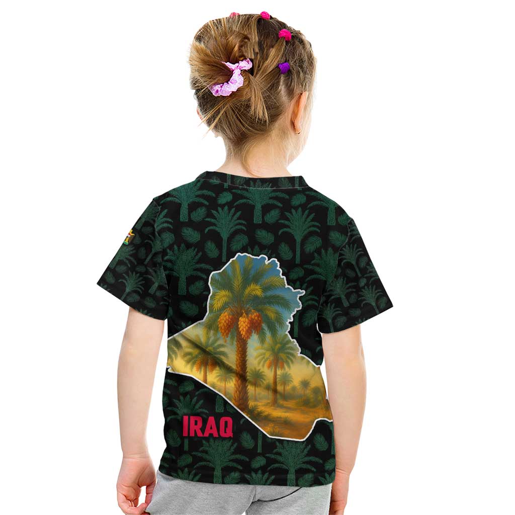 Iraq Kid T Shirt with Palm Tree Landscape and Map Silhouette Design - Wonder Print Shop