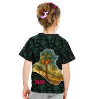 Iraq Kid T Shirt with Palm Tree Landscape and Map Silhouette Design - Wonder Print Shop