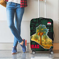 Iraq Luggage Cover with Palm Tree Landscape and Map Silhouette Design - Wonder Print Shop