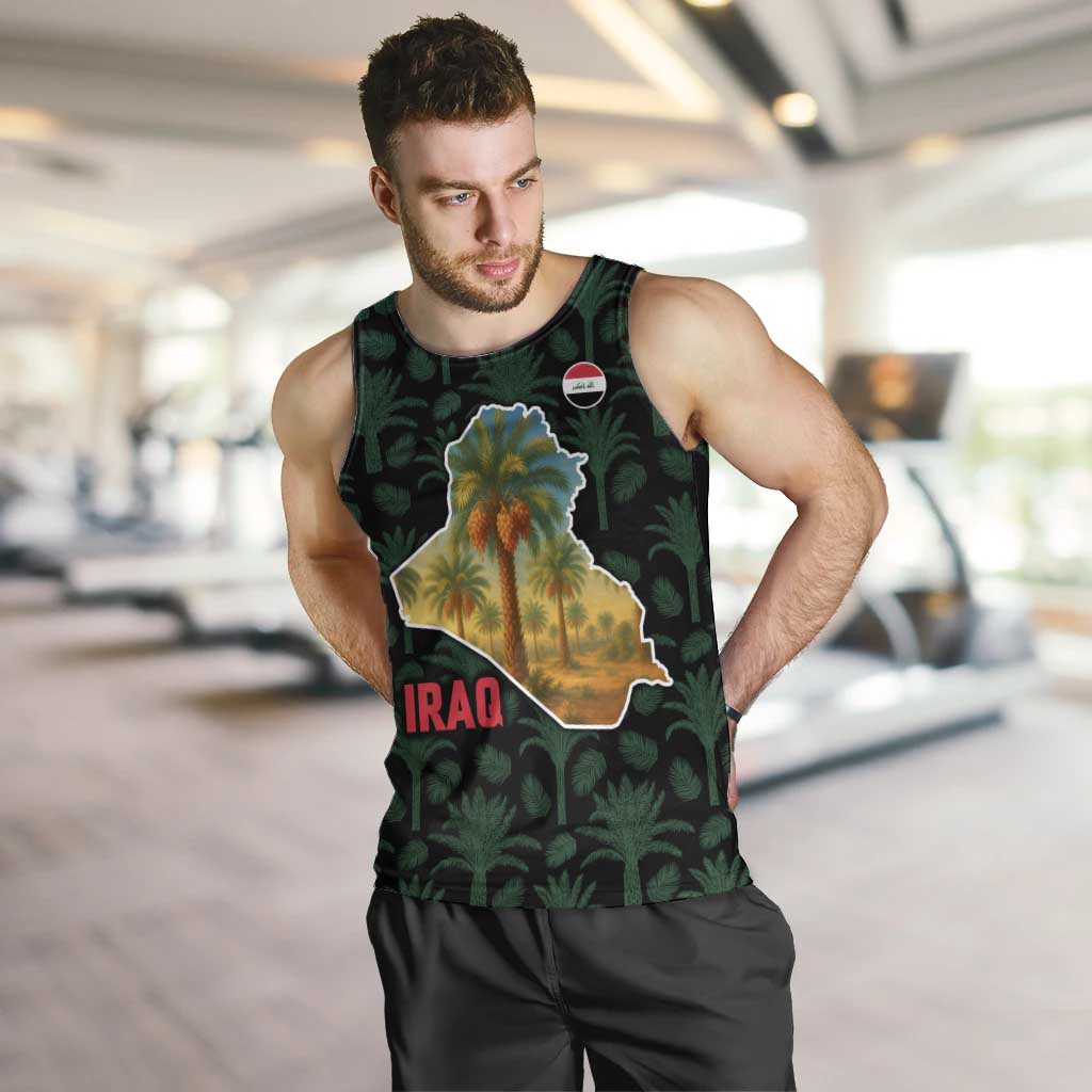 Iraq Men Tank Top with Palm Tree Landscape and Map Silhouette Design - Wonder Print Shop