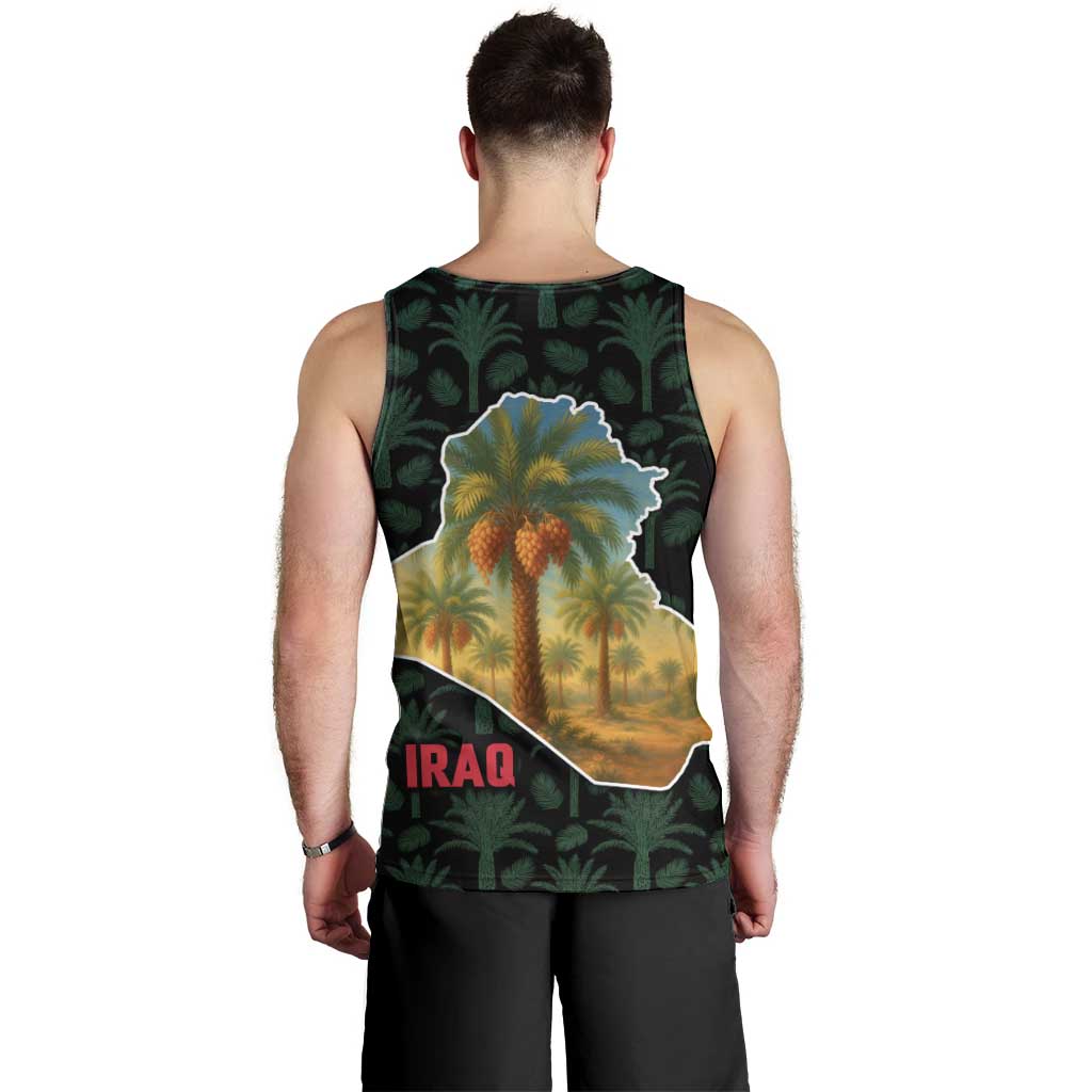Iraq Men Tank Top with Palm Tree Landscape and Map Silhouette Design - Wonder Print Shop