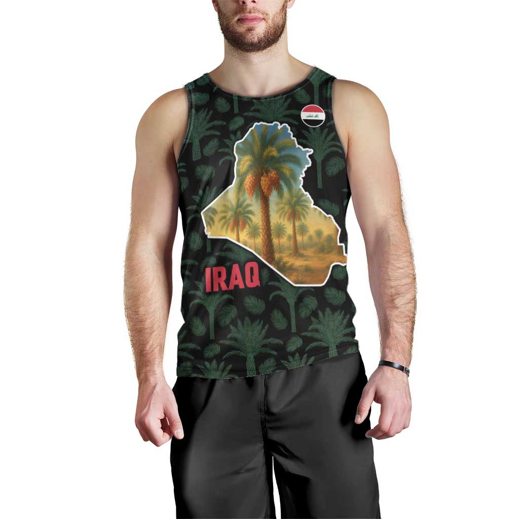 Iraq Men Tank Top with Palm Tree Landscape and Map Silhouette Design - Wonder Print Shop