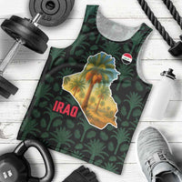Iraq Men Tank Top with Palm Tree Landscape and Map Silhouette Design - Wonder Print Shop