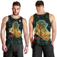 Iraq Men Tank Top with Palm Tree Landscape and Map Silhouette Design - Wonder Print Shop