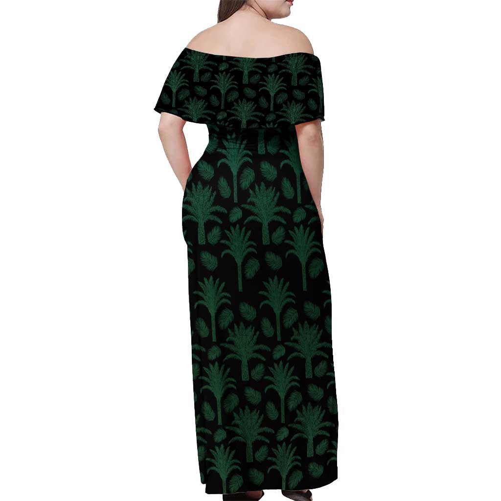 Iraq Off Shoulder Maxi Dress with Palm Tree Landscape and Map Silhouette Design - Wonder Print Shop