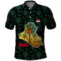 Iraq Polo Shirt with Palm Tree Landscape and Map Silhouette Design - Wonder Print Shop
