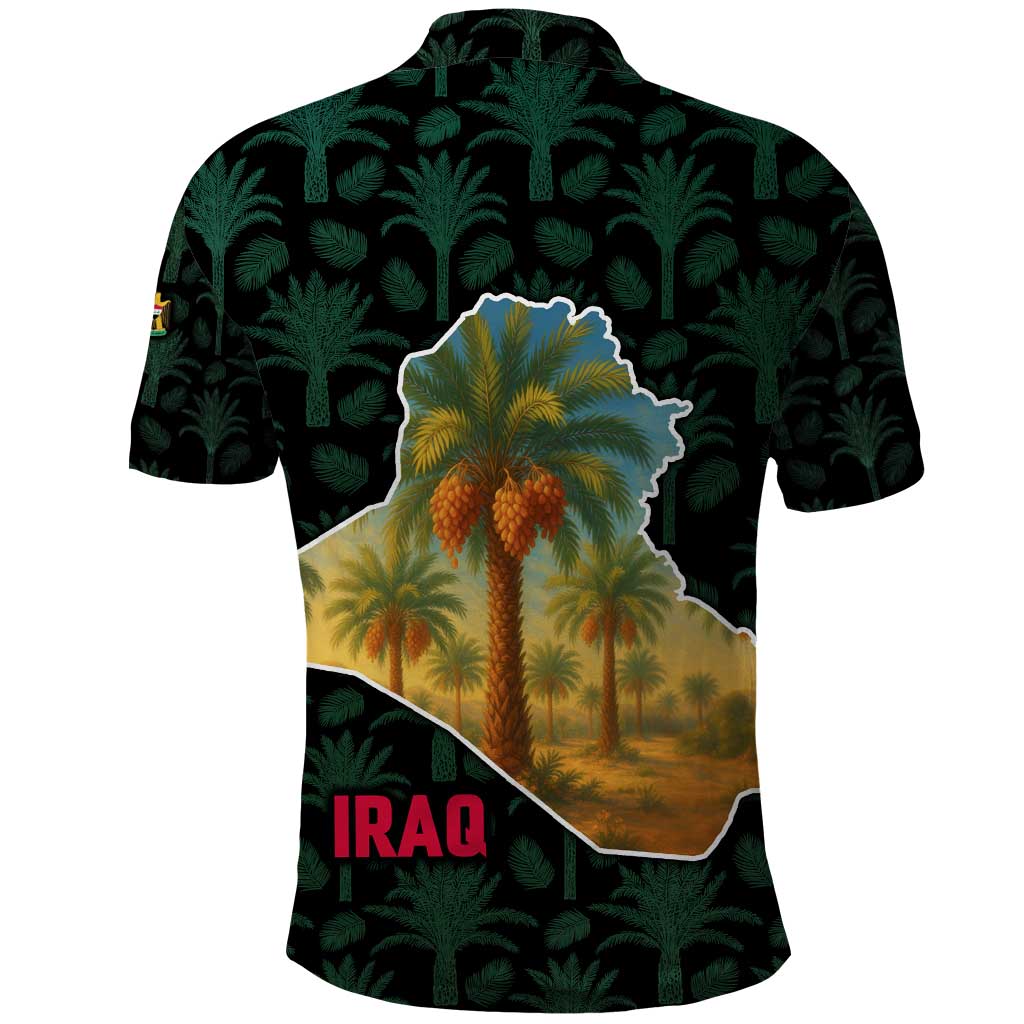 Iraq Polo Shirt with Palm Tree Landscape and Map Silhouette Design - Wonder Print Shop
