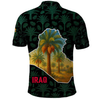 Iraq Polo Shirt with Palm Tree Landscape and Map Silhouette Design - Wonder Print Shop