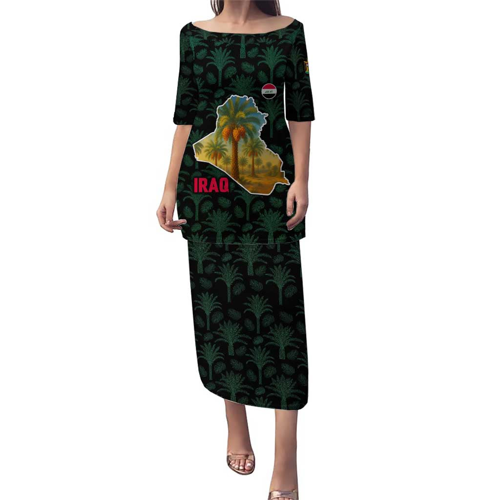 Iraq Puletasi with Palm Tree Landscape and Map Silhouette Design - Wonder Print Shop