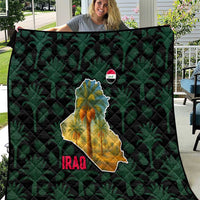 Iraq Quilt with Palm Tree Landscape and Map Silhouette Design - Wonder Print Shop