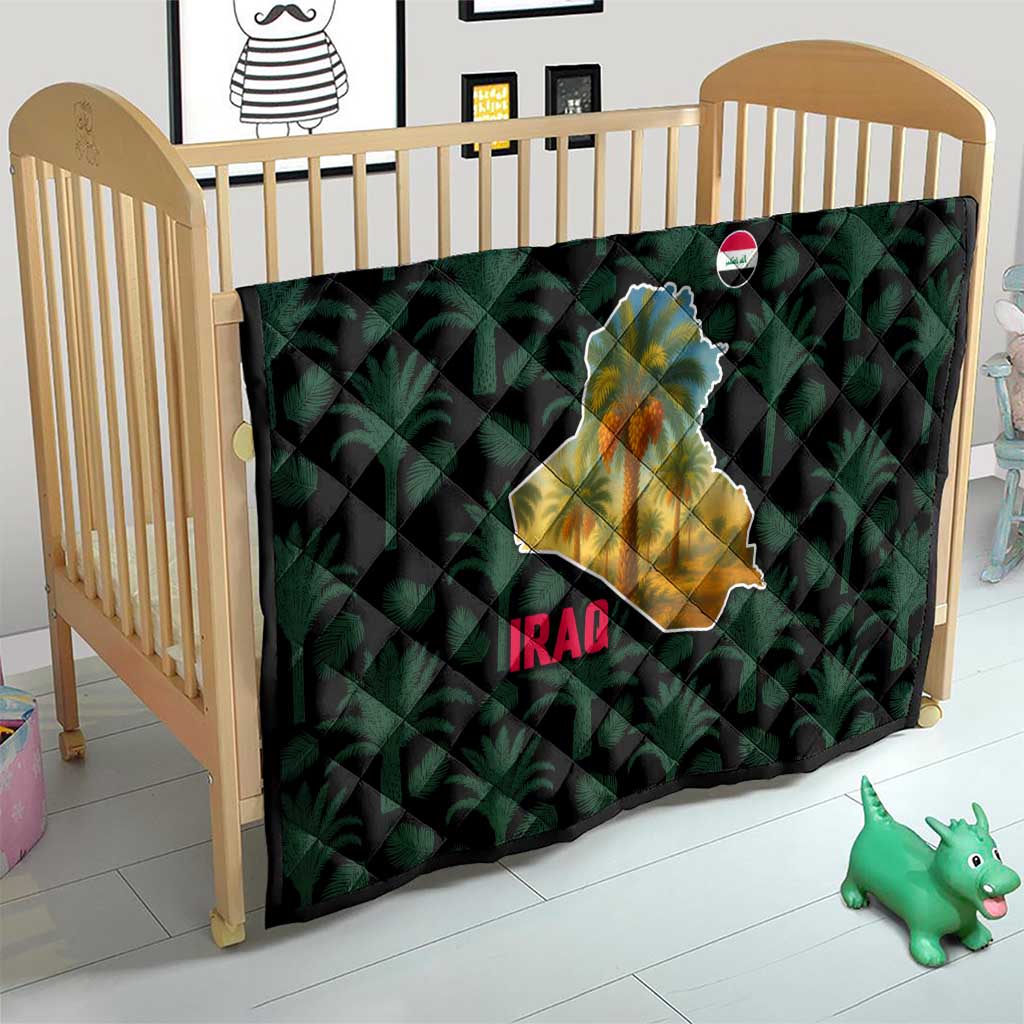 Iraq Quilt with Palm Tree Landscape and Map Silhouette Design - Wonder Print Shop