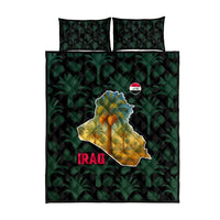 Iraq Quilt Bed Set with Palm Tree Landscape and Map Silhouette Design - Wonder Print Shop