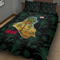 Iraq Quilt Bed Set with Palm Tree Landscape and Map Silhouette Design - Wonder Print Shop