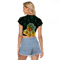 Iraq Raglan Cropped T Shirt with Palm Tree Landscape and Map Silhouette Design - Wonder Print Shop