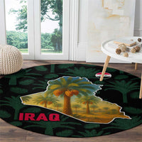 Iraq Round Carpet with Palm Tree Landscape and Map Silhouette Design - Wonder Print Shop