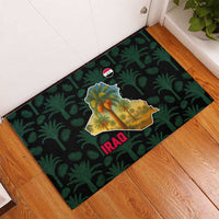 Iraq Rubber Doormat with Palm Tree Landscape and Map Silhouette Design - Wonder Print Shop