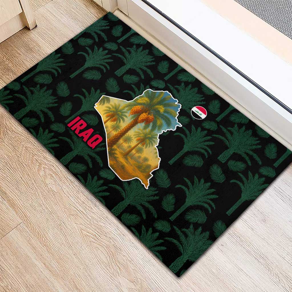 Iraq Rubber Doormat with Palm Tree Landscape and Map Silhouette Design - Wonder Print Shop