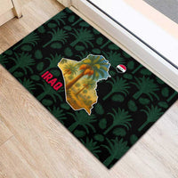 Iraq Rubber Doormat with Palm Tree Landscape and Map Silhouette Design - Wonder Print Shop