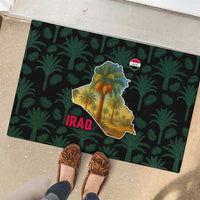 Iraq Rubber Doormat with Palm Tree Landscape and Map Silhouette Design - Wonder Print Shop