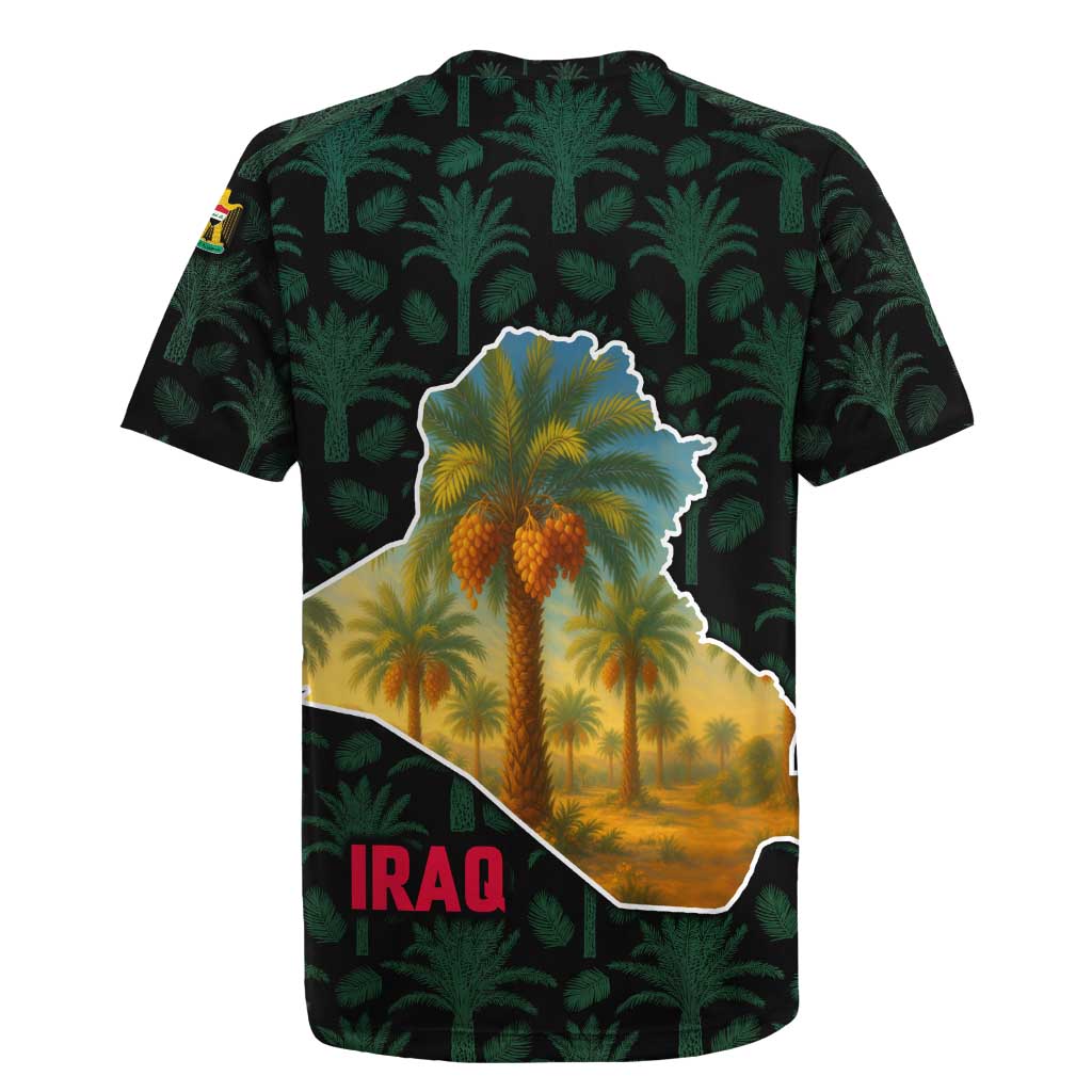 Iraq Rugby Jersey with Palm Tree Landscape and Map Silhouette Design - Wonder Print Shop
