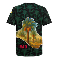 Iraq Rugby Jersey with Palm Tree Landscape and Map Silhouette Design - Wonder Print Shop