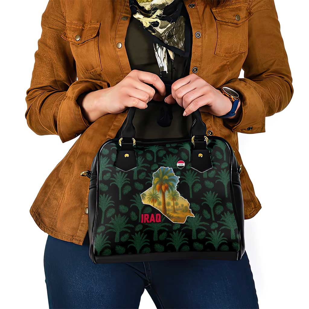 Iraq Shoulder Handbag with Palm Tree Landscape and Map Silhouette Design - Wonder Print Shop