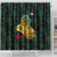 Iraq Shower Curtain with Palm Tree Landscape and Map Silhouette Design - Wonder Print Shop