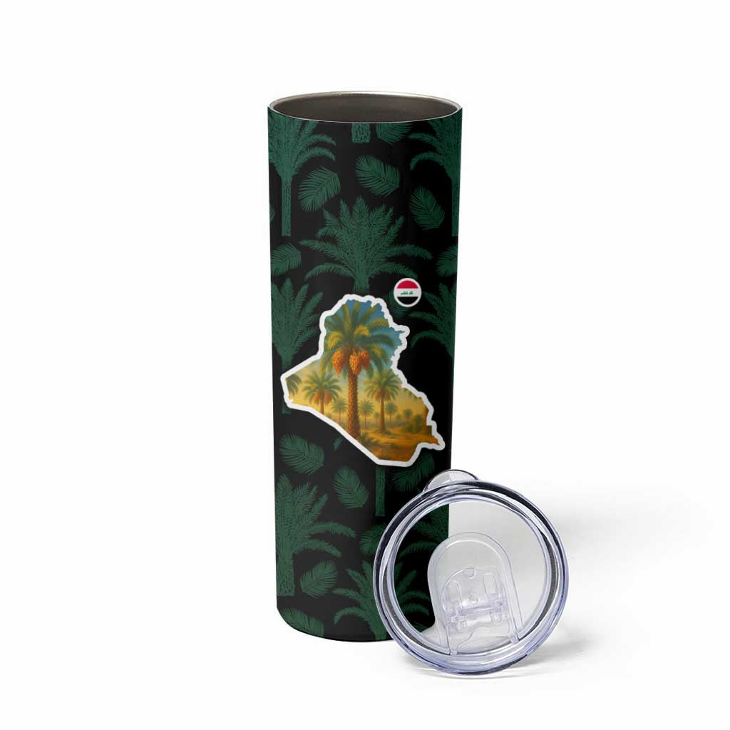 Iraq Skinny Tumbler with Palm Tree Landscape and Map Silhouette Design - Wonder Print Shop