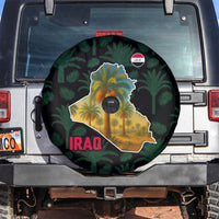 Iraq Spare Tire Cover with Palm Tree Landscape and Map Silhouette Design - Wonder Print Shop