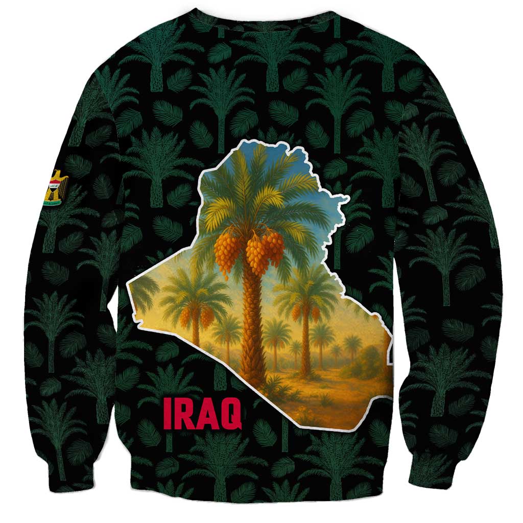 Iraq Sweatshirt with Palm Tree Landscape and Map Silhouette Design - Wonder Print Shop