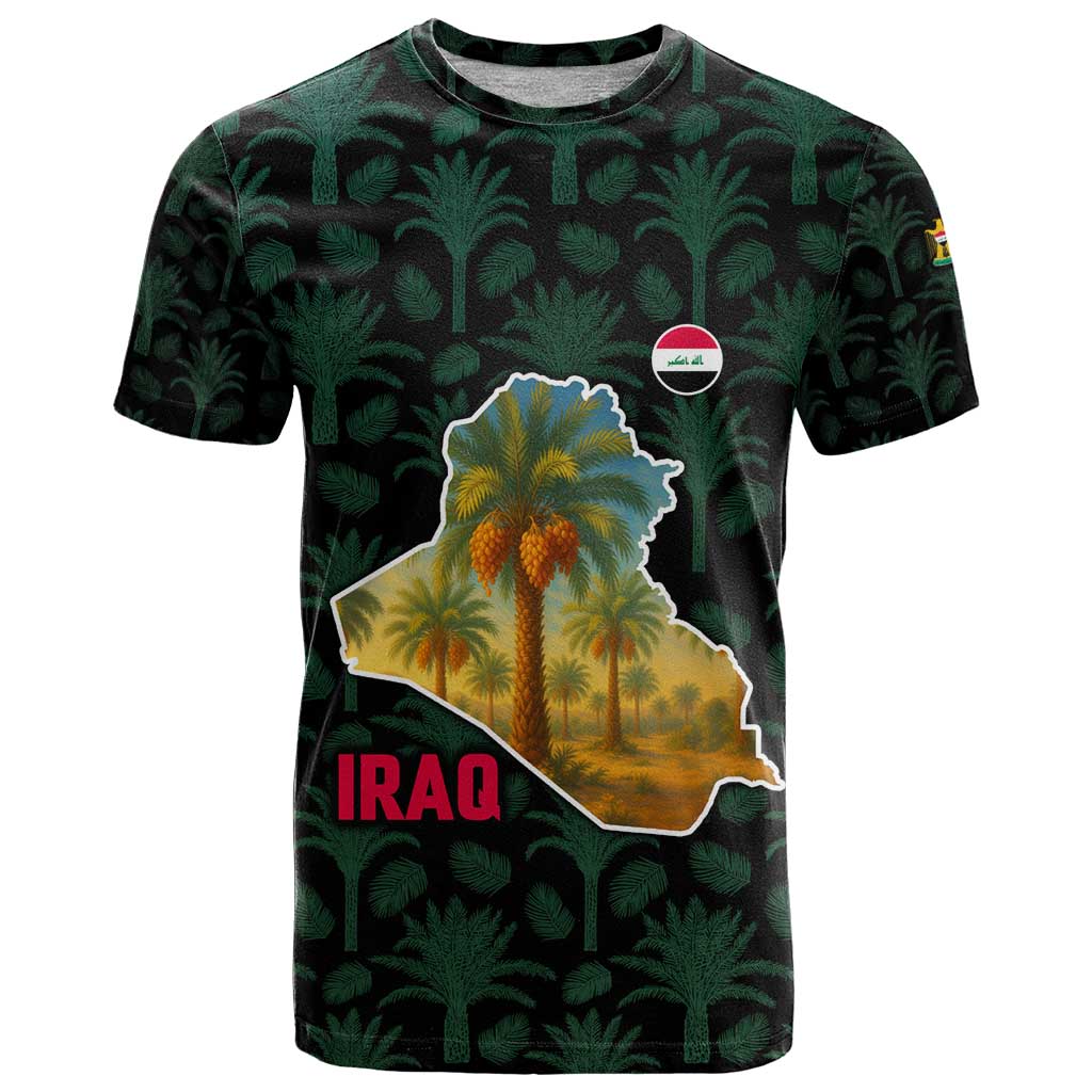 Iraq T Shirt with Palm Tree Landscape and Map Silhouette Design - Wonder Print Shop